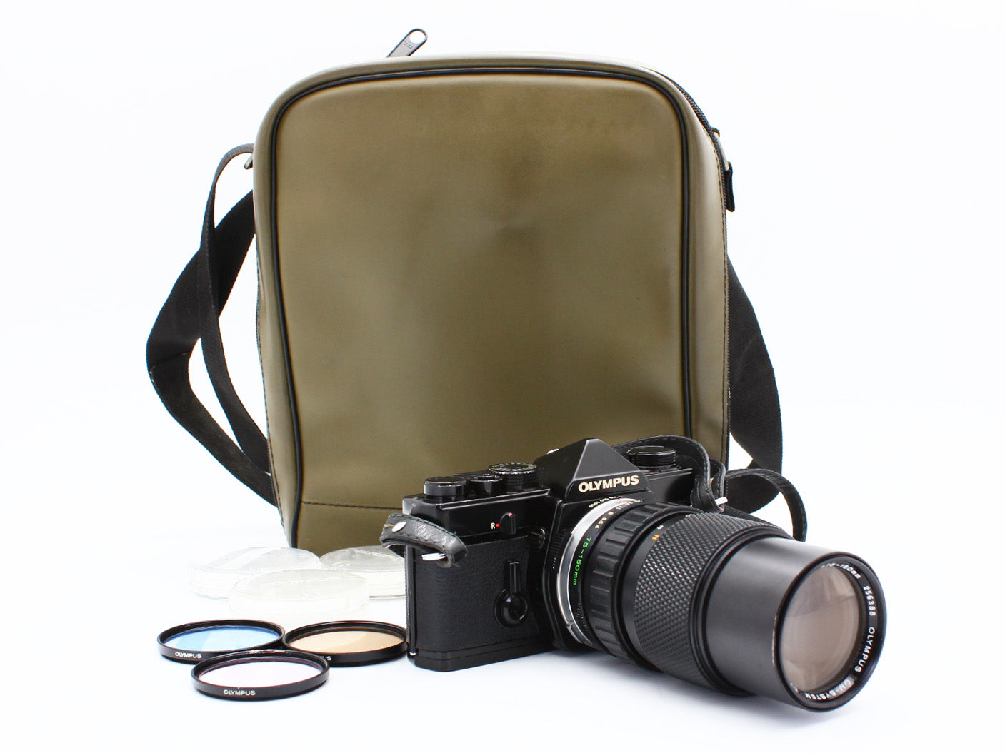 Olympus OM-1 Black Film Camera ZUIKO AUTO-ZOOM 75-150mm f/4 Lens【Very Good】