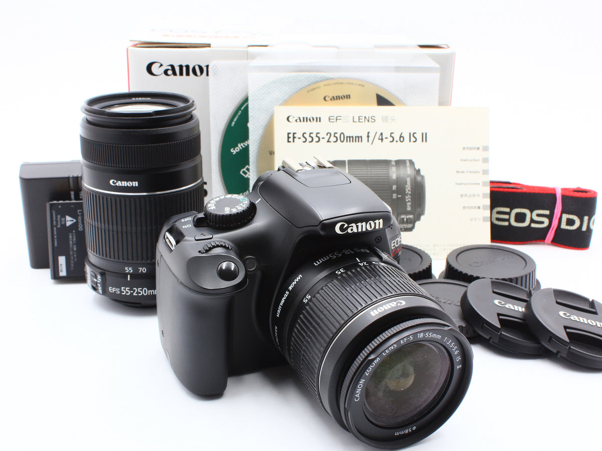 Canon EOS Kiss X50 DSLR Camera EF-S 18-55mm 55-250mm IS Lens 【Exc+3】