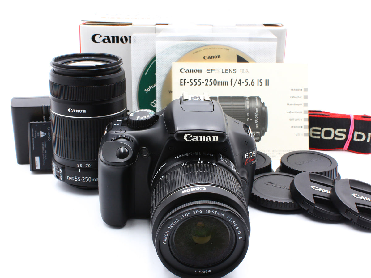 Canon EOS Kiss X50 DSLR Camera EF-S 18-55mm 55-250mm IS Lens 【Exc+3】