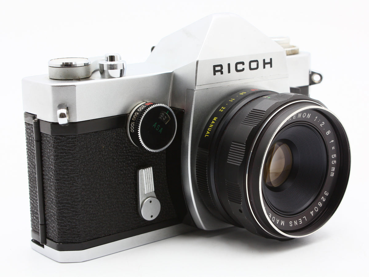 Ricoh Silver 35mm SLR Film Camera Auto Rikenon 55mm F2.8 Lens Japan【Exc+4】