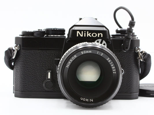 Nikon FE Black 35mm SLR Film Camera NIKKOR Ai 50mm f/2 Lens from JAPAN【Exc+4】