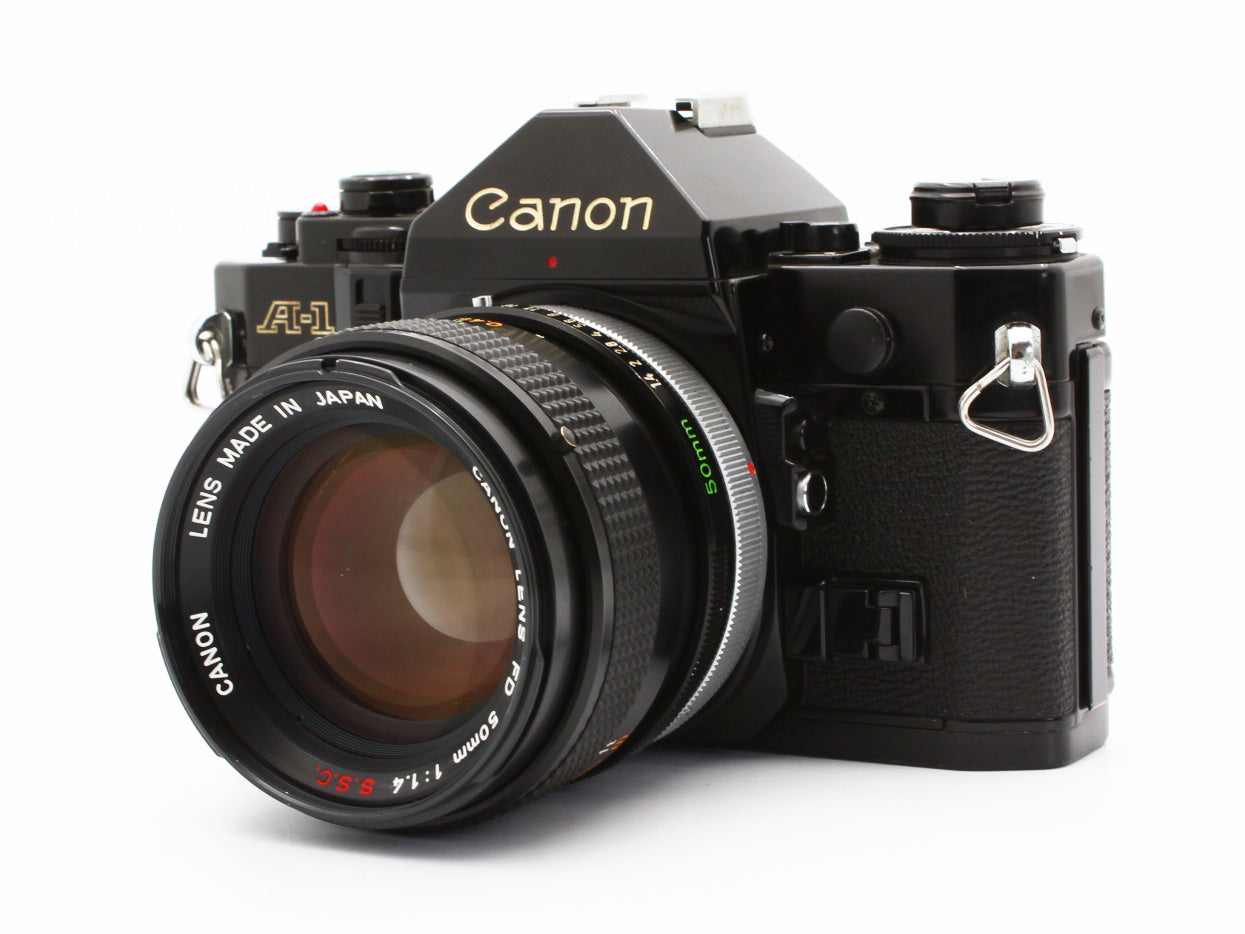 CANON A-1 SLR Film Camera BLACK FD 50mm f/1.4 S.S.C Lens from JAPAN 【As-is】