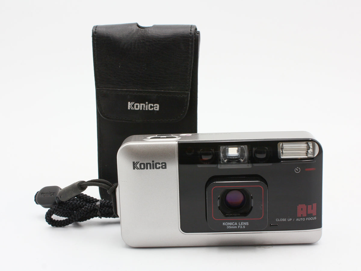 Konica A4 Silver 35mm Point and Shoot Film Camera 35mm f/3.5 Lens JAPAN【Exc+5】