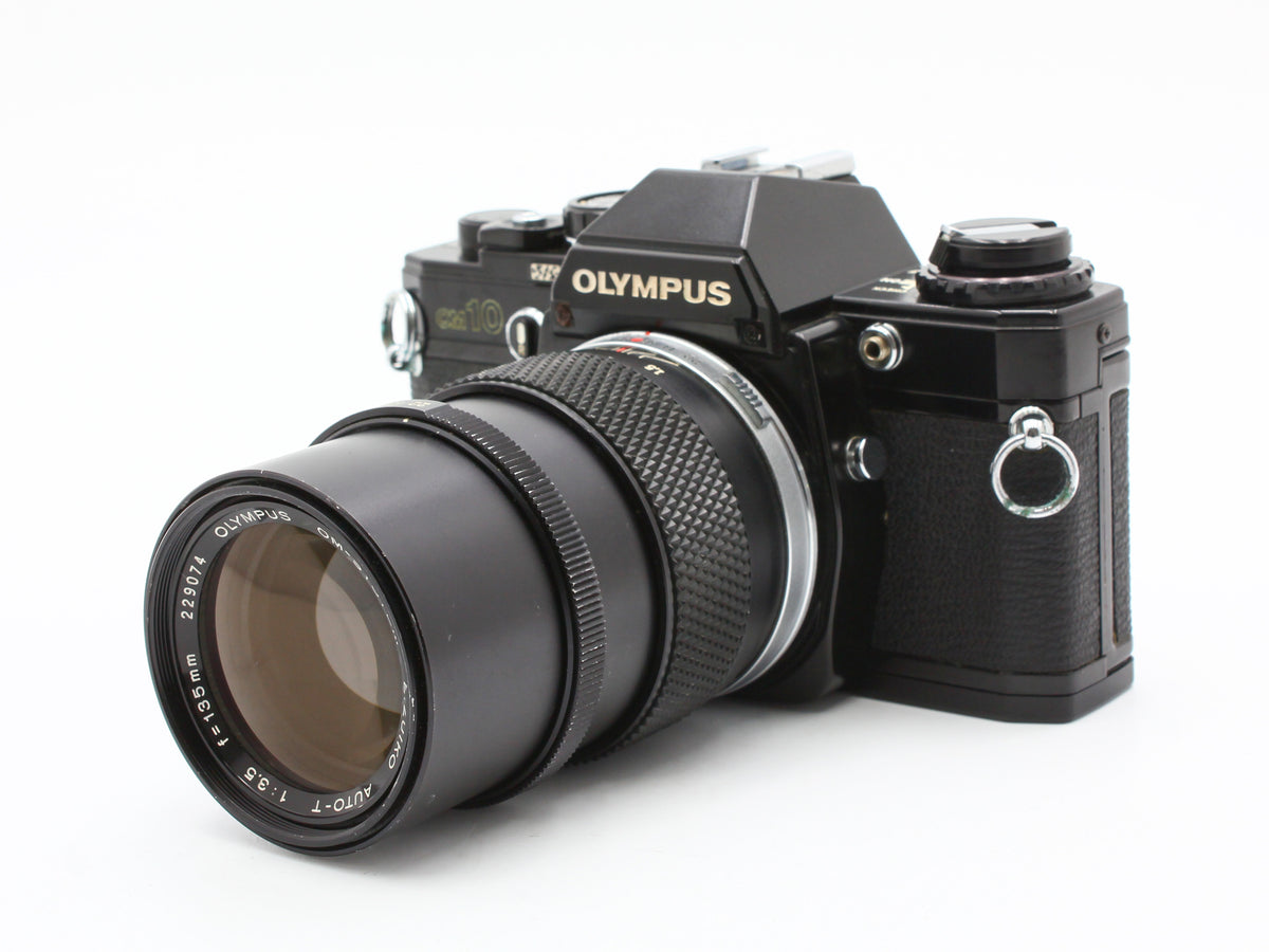 OLYMPUS OM10 SLR Film Camera E.Zuiko Auto-T 135mm f/3.5 Lens JAPAN【Exc+3】