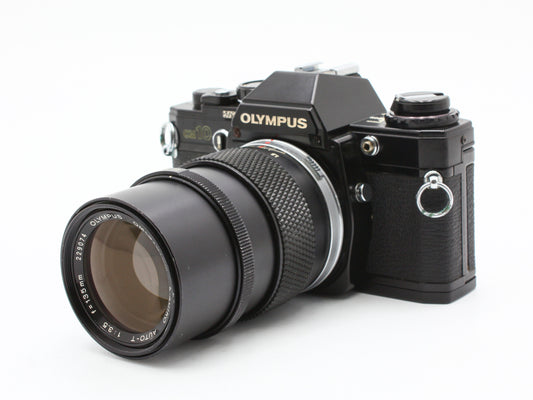 OLYMPUS OM10 SLR Film Camera E.Zuiko Auto-T 135mm f/3.5 Lens JAPAN【Exc+3】