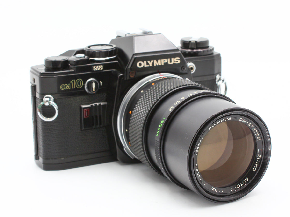 OLYMPUS OM10 SLR Film Camera E.Zuiko Auto-T 135mm f/3.5 Lens JAPAN【Exc+3】