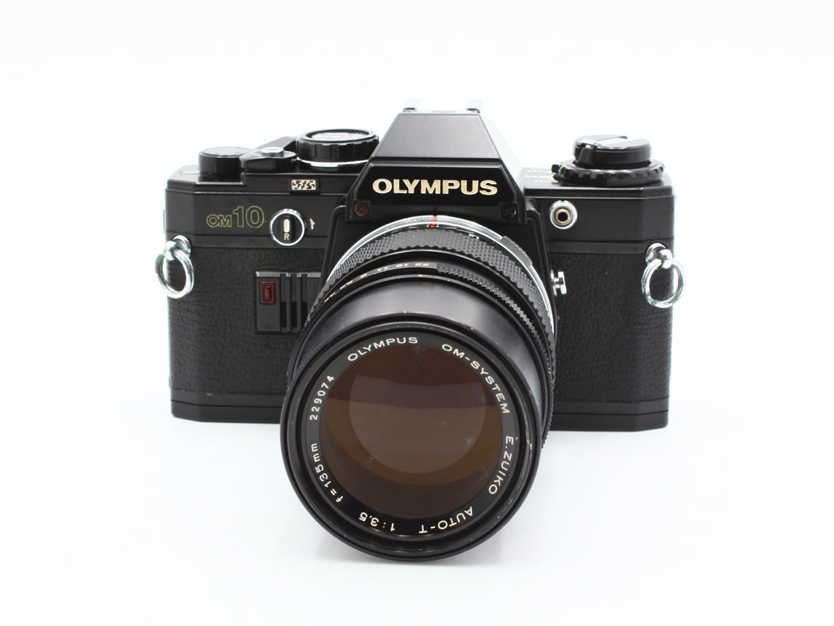 OLYMPUS OM10 SLR Film Camera E.Zuiko Auto-T 135mm f/3.5 Lens JAPAN【Exc+3】
