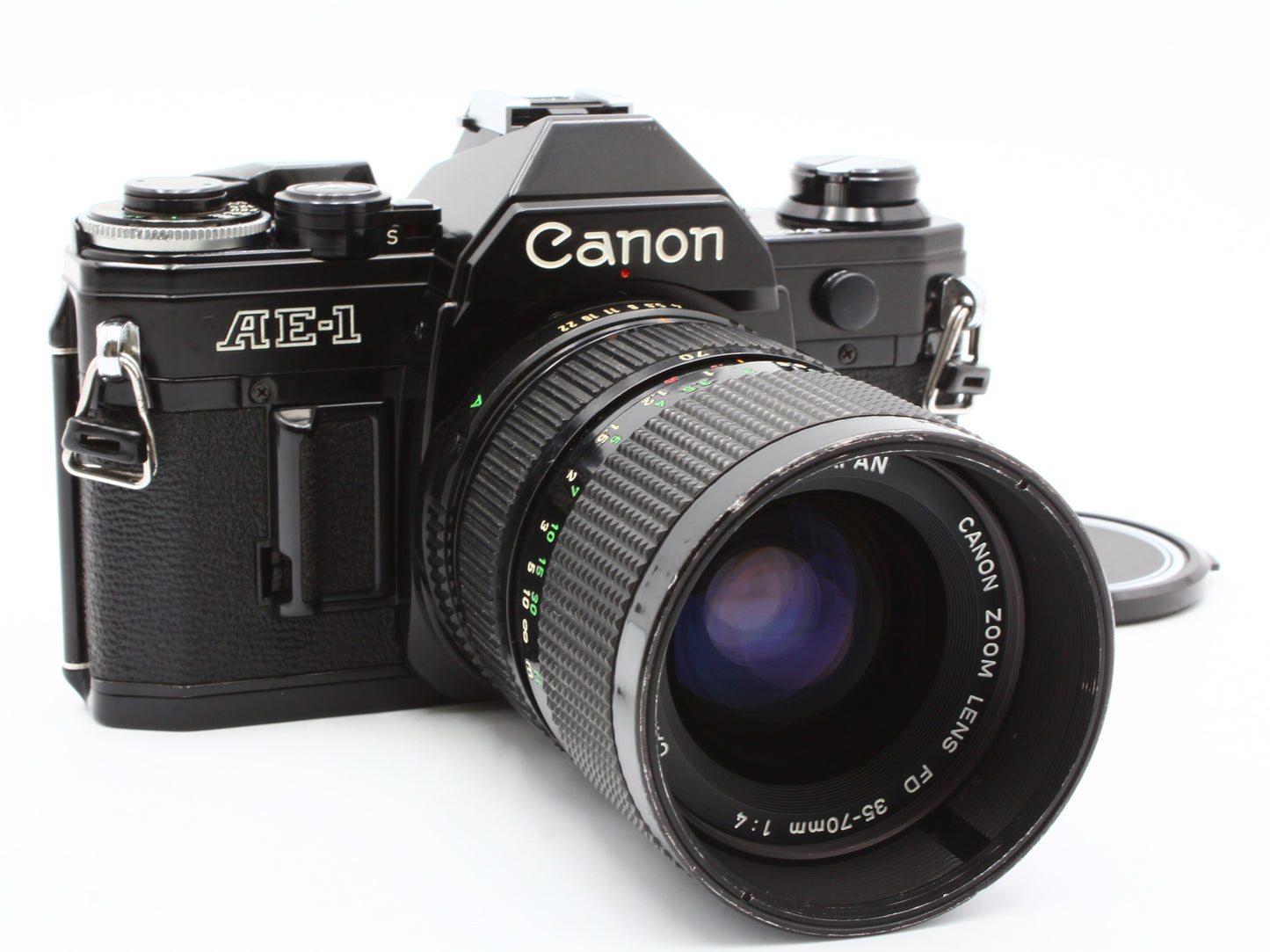 Canon AE-1 Black SLR Film Camera New FD 35-70mm f/4 Zoom Lens  from JAPAN【Exc+4】