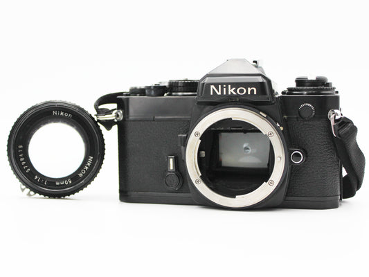Nikon FE Black 35mm Film Camera Ai Nikkor 50mm f/1.4 Lens from JAPAN【Very Good】