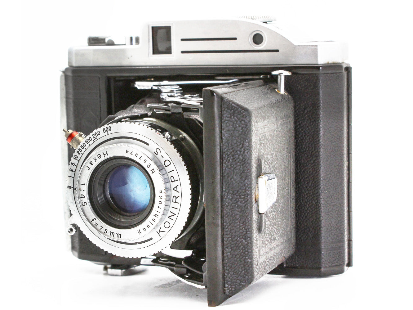 KONICA Pearl 6x4.5 Medium Format Camera Hexar 75mm f/4.5 Lens JAPAN【Very Good】