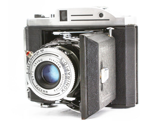 KONICA Pearl 6x4.5 Medium Format Camera Hexar 75mm f/4.5 Lens JAPAN【Very Good】