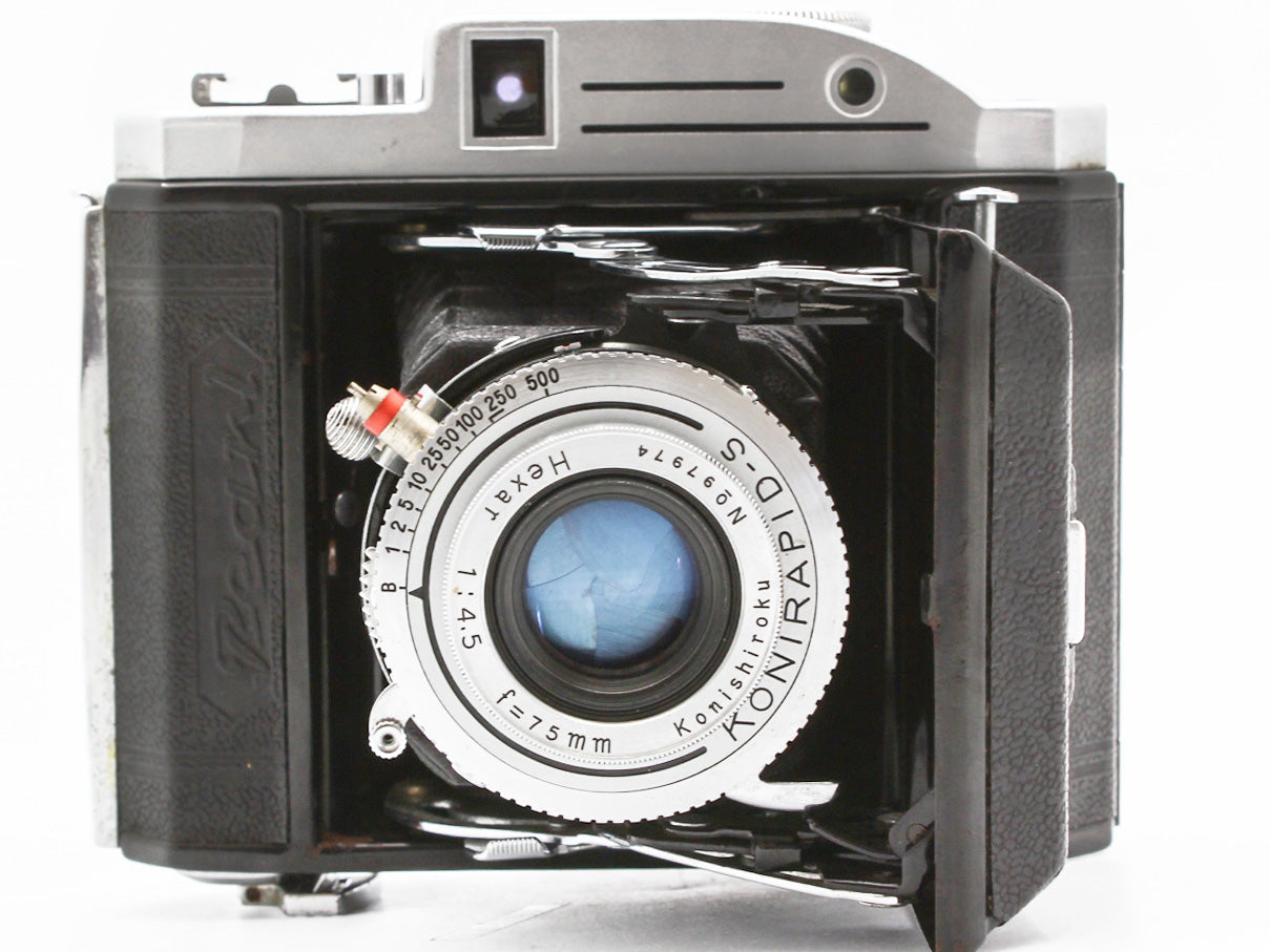 KONICA Pearl 6x4.5 Medium Format Camera Hexar 75mm f/4.5 Lens JAPAN【Very Good】