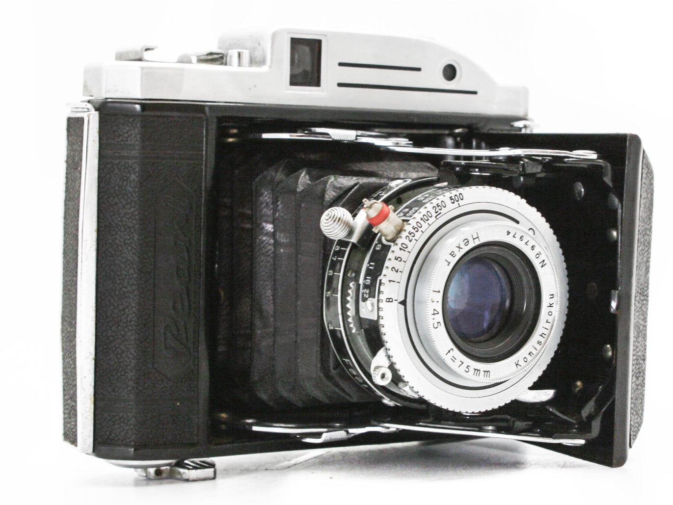 KONICA Pearl 6x4.5 Medium Format Camera Hexar 75mm f/4.5 Lens JAPAN【Very Good】