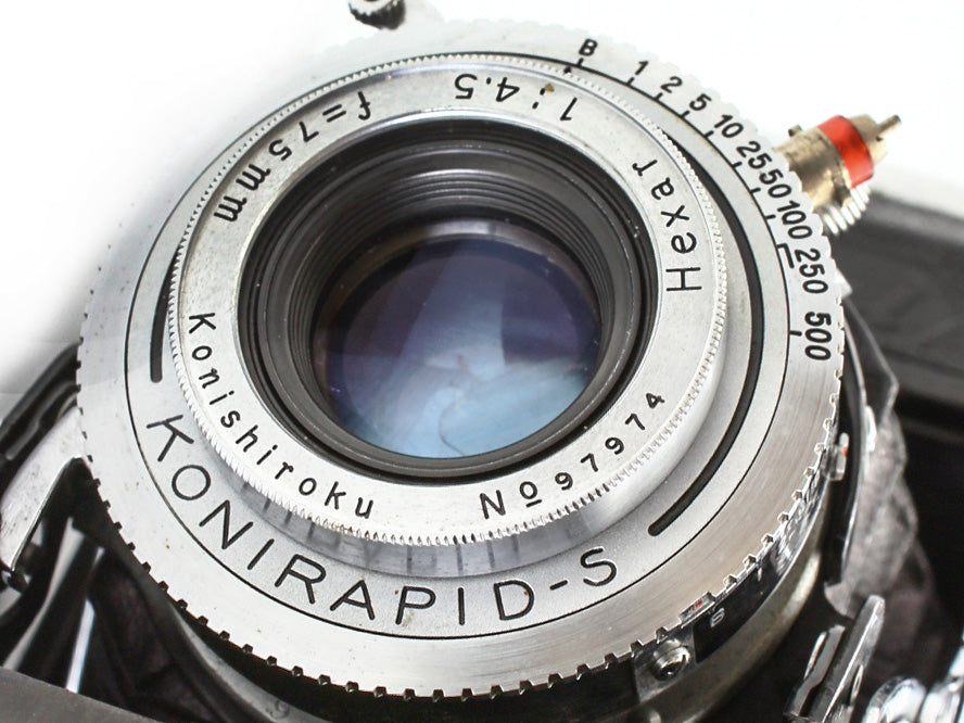 KONICA Pearl 6x4.5 Medium Format Camera Hexar 75mm f/4.5 Lens JAPAN【Very Good】