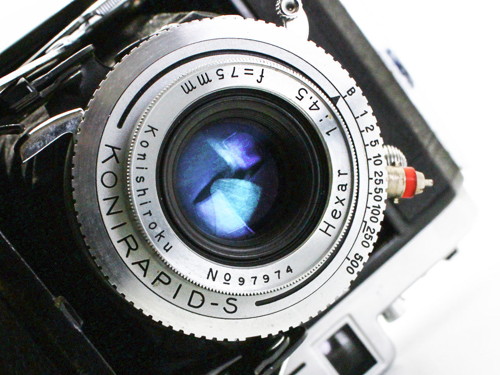 KONICA Pearl 6x4.5 Medium Format Camera Hexar 75mm f/4.5 Lens JAPAN【Very Good】