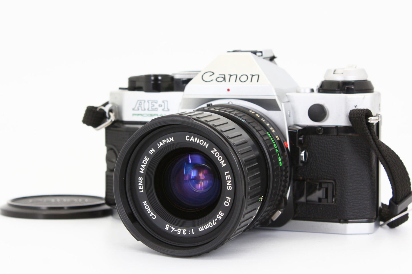 Canon AE-1 PROGRAM SLR Film Camera NFD 35-70mm f/3.5-4.5 Zoom Lens JAPAN【Exc+4】