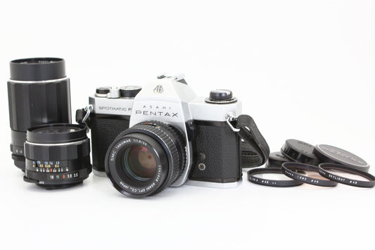 PENTAX SPOTMATIC F TAKUMAR 28mm f/3.5 55mm f/1.8 150mm f/4 JAPAN【VeryGood】