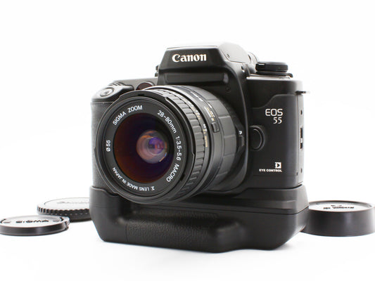 Canon EOS 55 Eye Control 35mm Film Camera Sigma 28-80mm f/3.5-5.6 Lens JP【Exc+4】