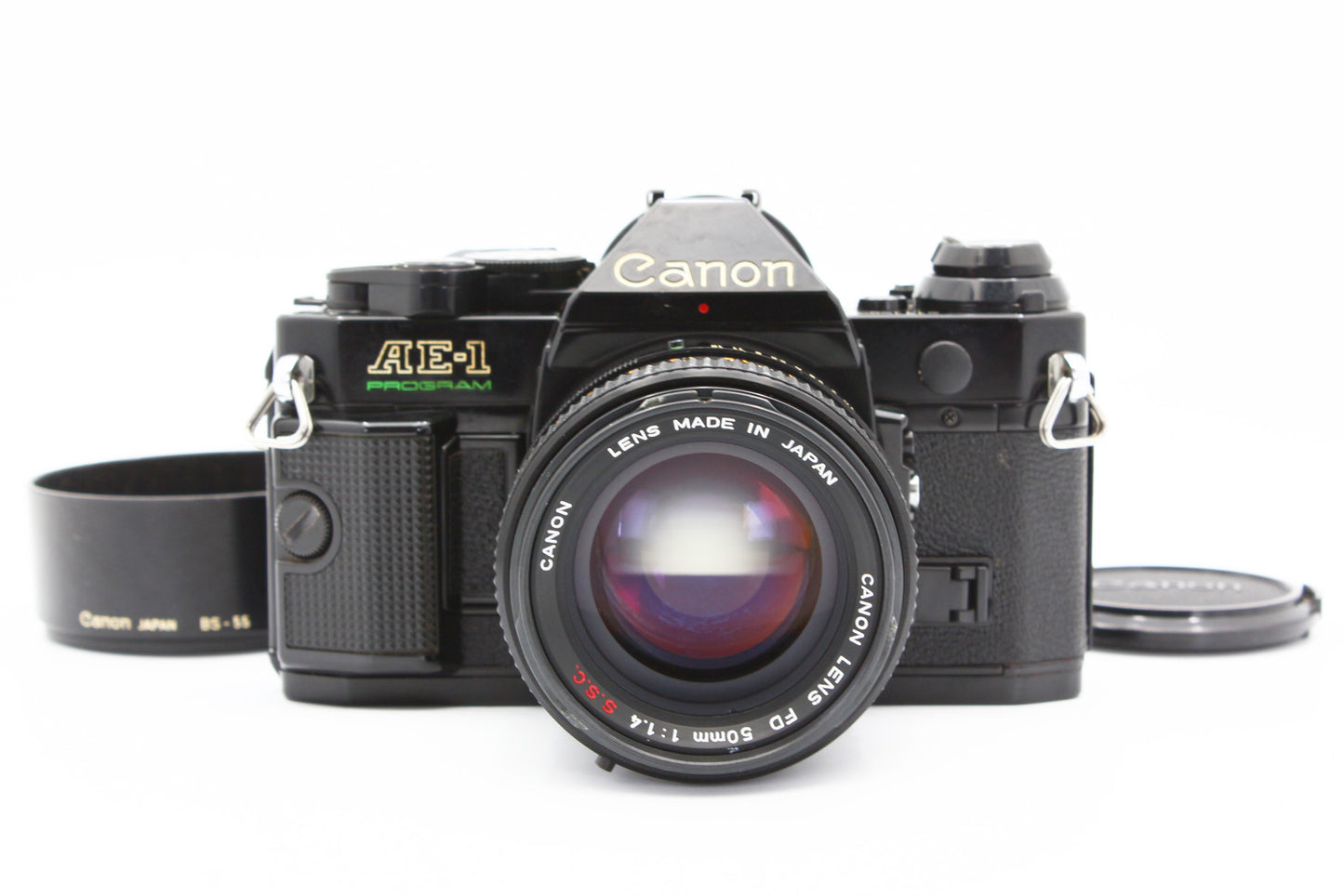 Canon AE-1 PROGRAM SLR Film Camera BLACK FD 50mm f/1.4 S.S.C. Lens JAPAN【Exc+4】