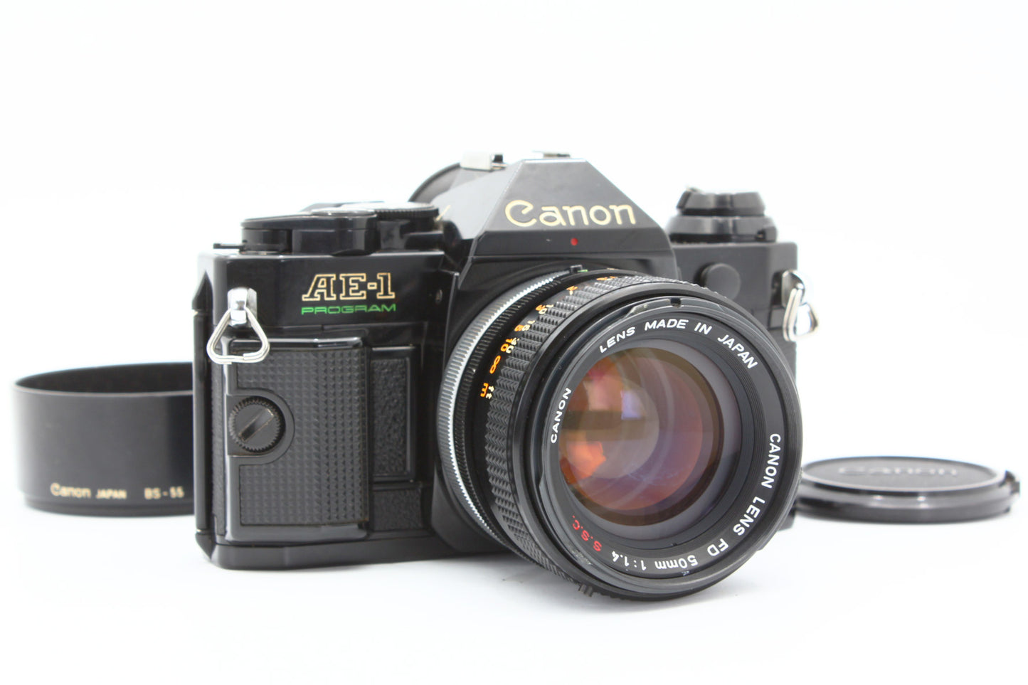 Canon AE-1 PROGRAM SLR Film Camera BLACK FD 50mm f/1.4 S.S.C. Lens JAPAN【Exc+4】