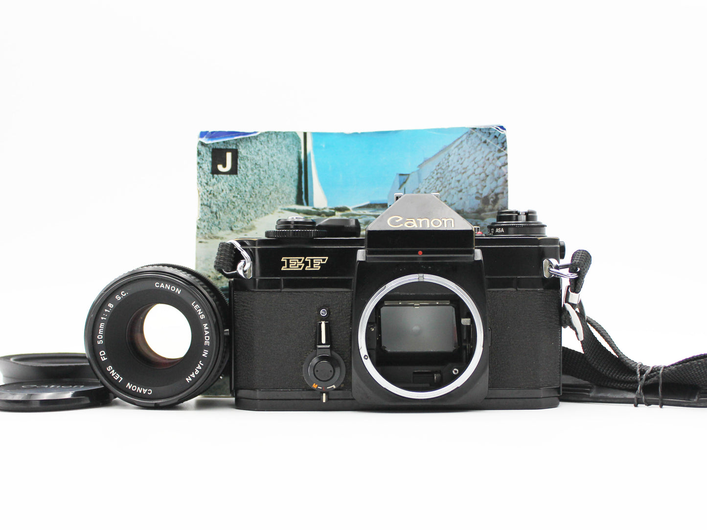 Canon EF Black 35mm SLR Film Camera FD 50mm f/1.8 S.C. Lens JAPAN【Very Good】
