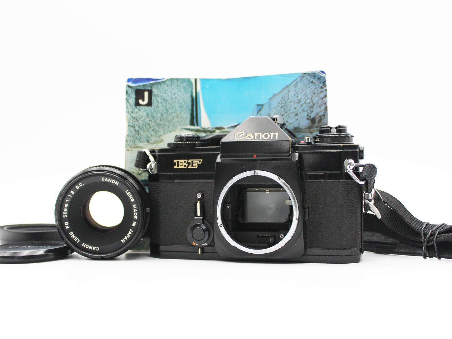 Canon EF Black 35mm SLR Film Camera FD 50mm f/1.8 S.C. Lens JAPAN【Very Good】