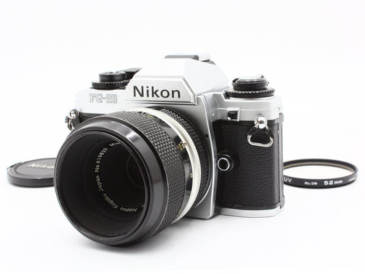 Nikon FG-20 35mm SLR Camera Micro-NIKKOR-P Auto 55mm f/3.5 Lens JAPAN【Exc+4】