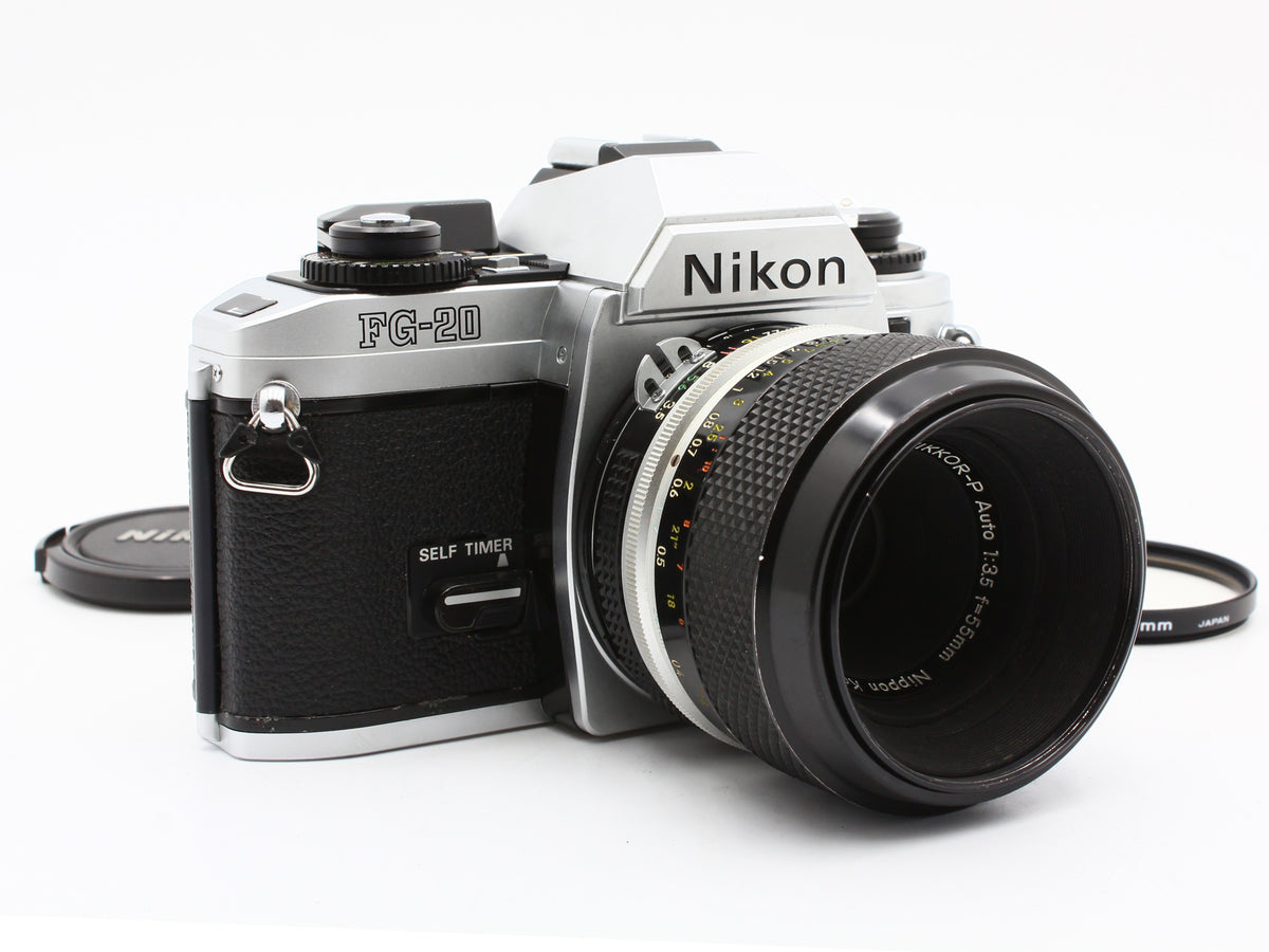Nikon FG-20 35mm SLR Camera Micro-NIKKOR-P Auto 55mm f/3.5 Lens JAPAN【Exc+4】
