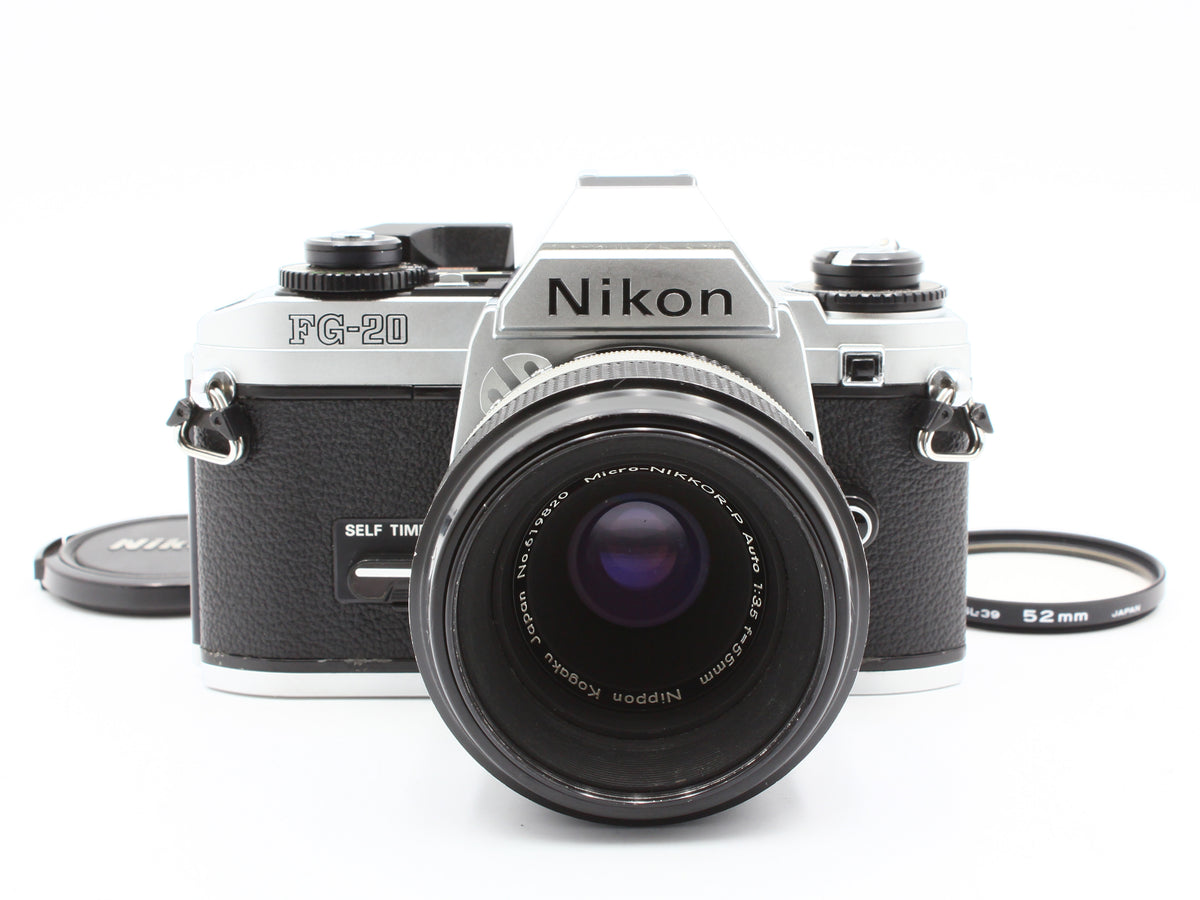 Nikon FG-20 35mm SLR Camera Micro-NIKKOR-P Auto 55mm f/3.5 Lens JAPAN【Exc+4】