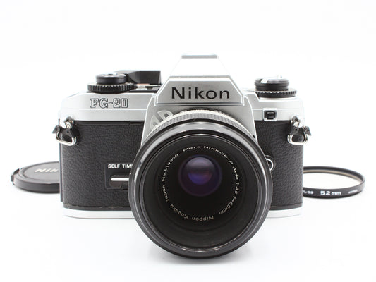 Nikon FG-20 35mm SLR Camera Micro-NIKKOR-P Auto 55mm f/3.5 Lens JAPAN【Exc+4】