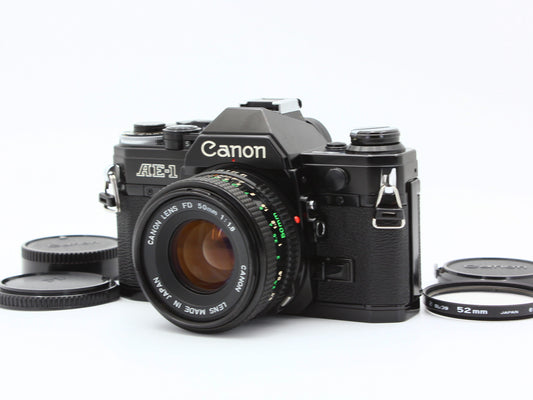 Canon AE-1 Black 35mm SLR Film Camera New FD 50mm f/1.8 Lens from JAPAN【Exc+3】