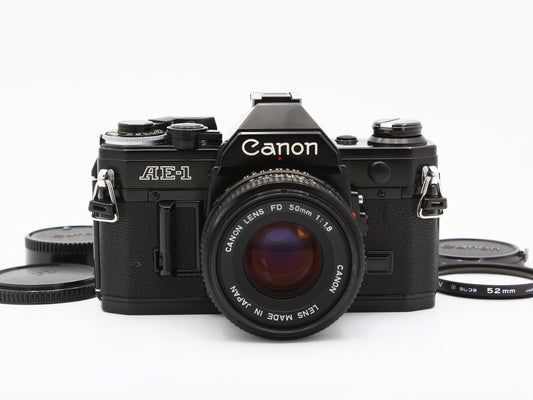 Canon AE-1 Black 35mm SLR Film Camera New FD 50mm f/1.8 Lens from JAPAN【Exc+3】