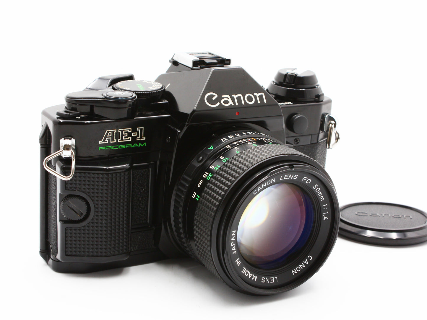 CANON AE-1 PROGRAM SLR Film Camera Black NEW FD 50mm f/1.4 Lens JAPAN【Exc+4】