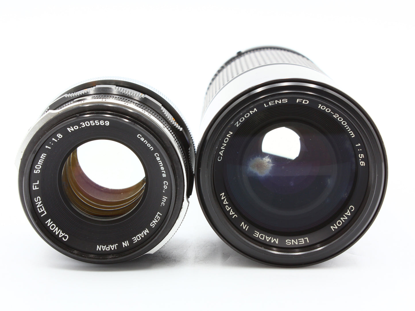 Canon AE-1 Film Camera Black FL 50mm f/1.8 NFD 100-200mm f/5.6 Lens JAPAN【Exc+3】