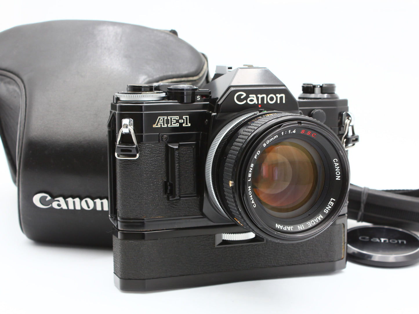 Canon AE-1 SLR Film Camera Black Power Winder A FD 50mm f/1.4 S.S.C. Lens【Exc+4】