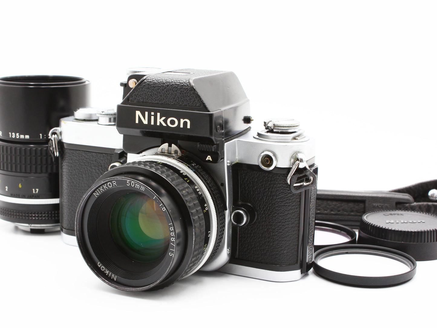 Nikon F2 Photomic Silver 35mm SLR Film Camera 50mm f/1.8 135mm f/2.8 Lens【Exc+4】