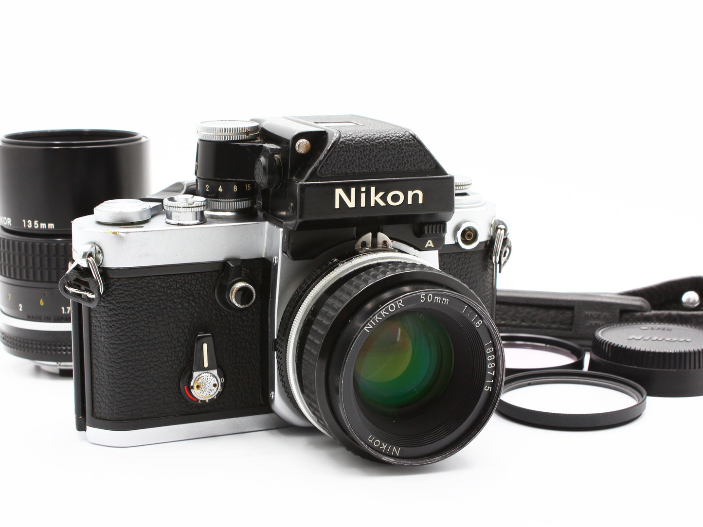 Nikon F2 Photomic Silver 35mm SLR Film Camera 50mm f/1.8 135mm f/2.8 Lens【Exc+4】