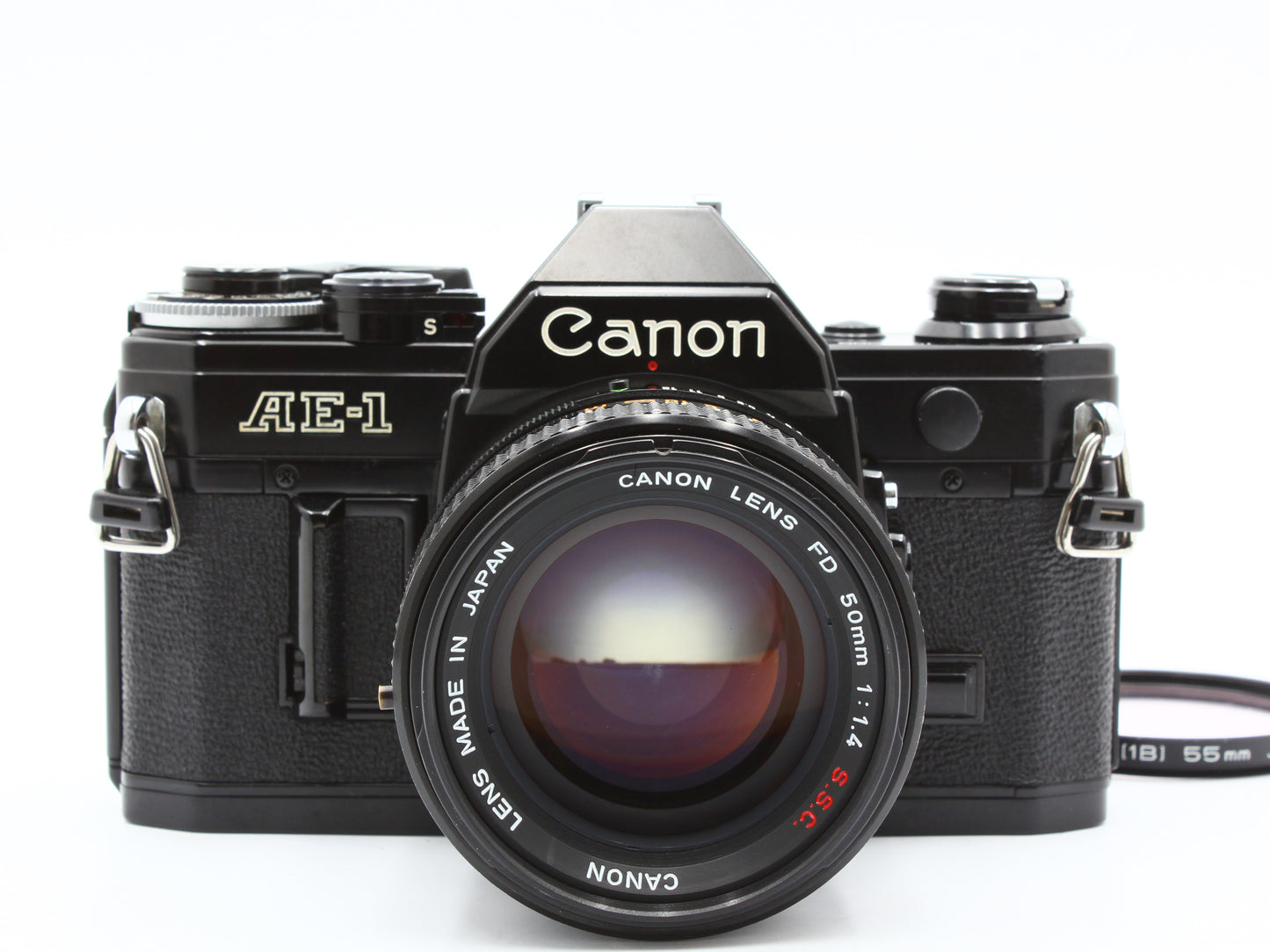 Canon AE-1 Black 35mm SLR Film Camera FD 50mm f/1.4 S.S.C. Lens【Exc+3】