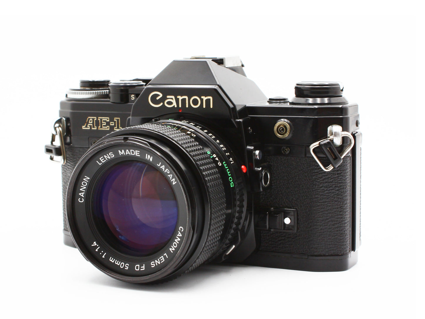 Canon AE-1 Black 35mm SLR Film Camera New FD 50mm f/1.4 Lens【Very Good】