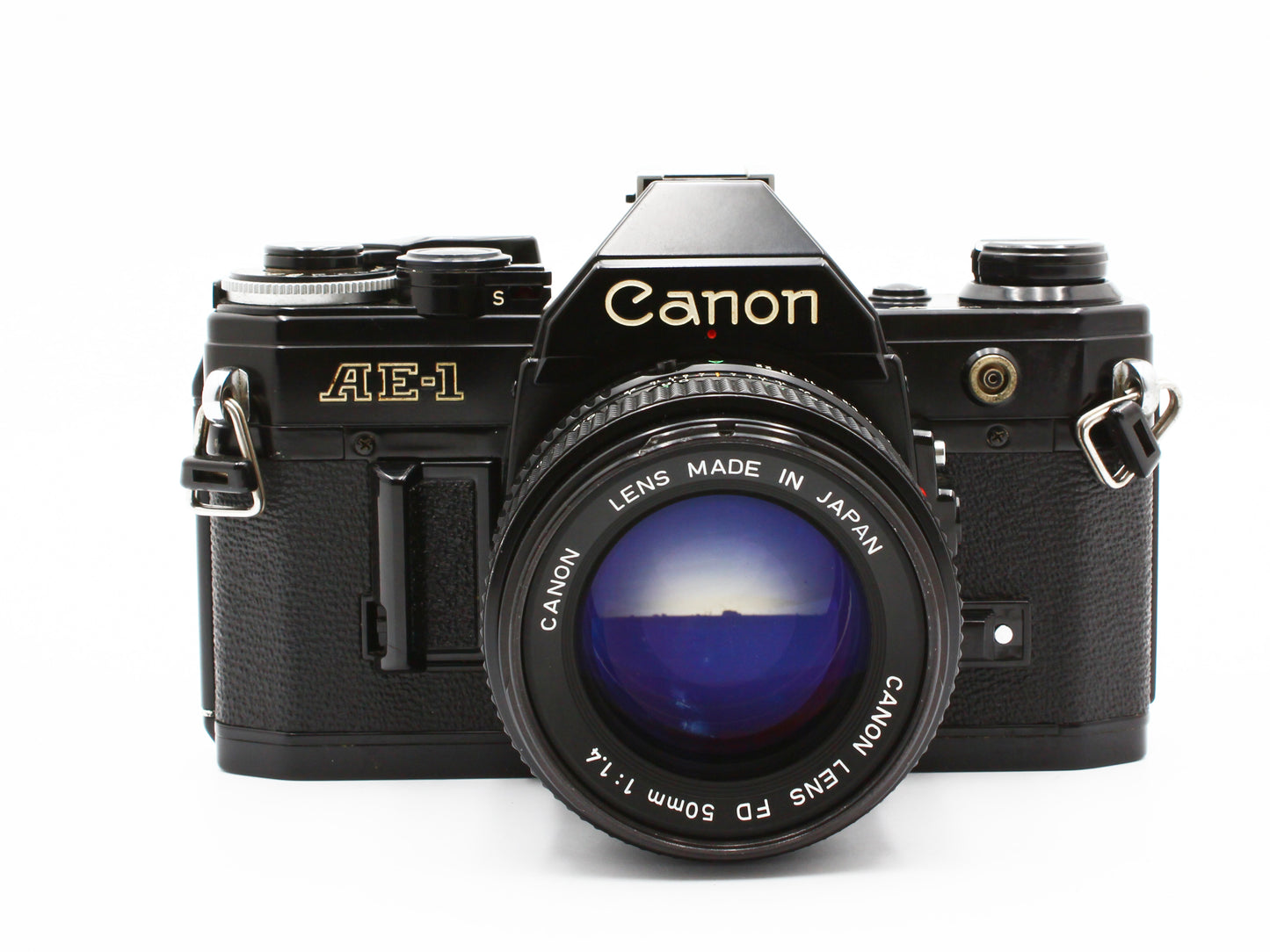Canon AE-1 Black 35mm SLR Film Camera New FD 50mm f/1.4 Lens【Very Good】