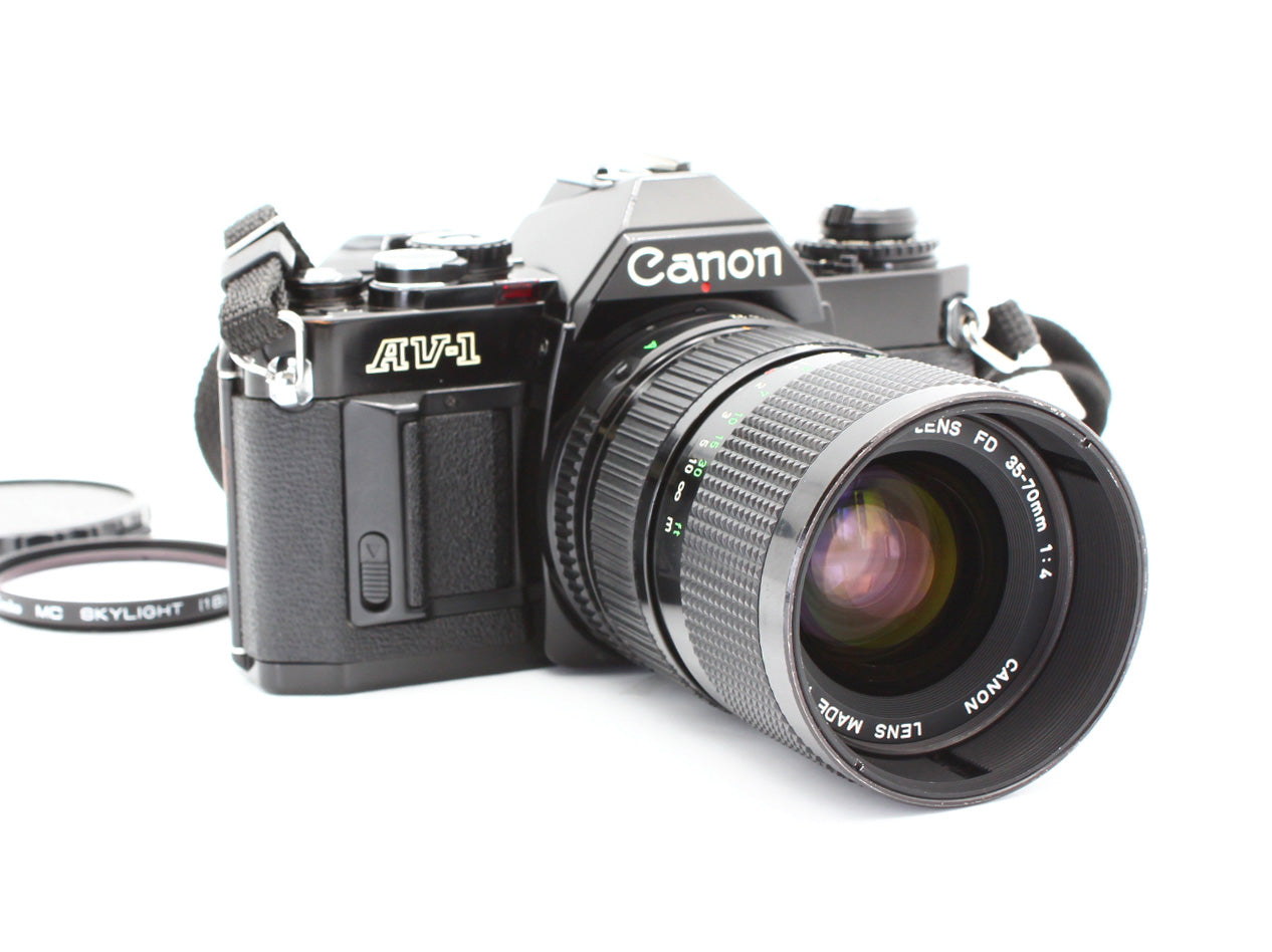 Canon AV-1 Black SLR Film Camera New FD 35-70mm f/4 MF Zoom Lens Japan【Exc+4】