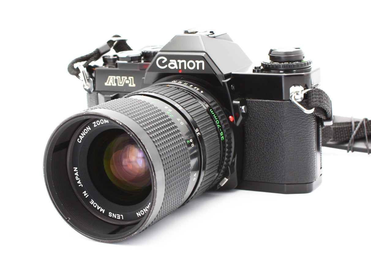 Canon AV-1 Black SLR Film Camera New FD 35-70mm f/4 MF Zoom Lens Japan【Exc+4】