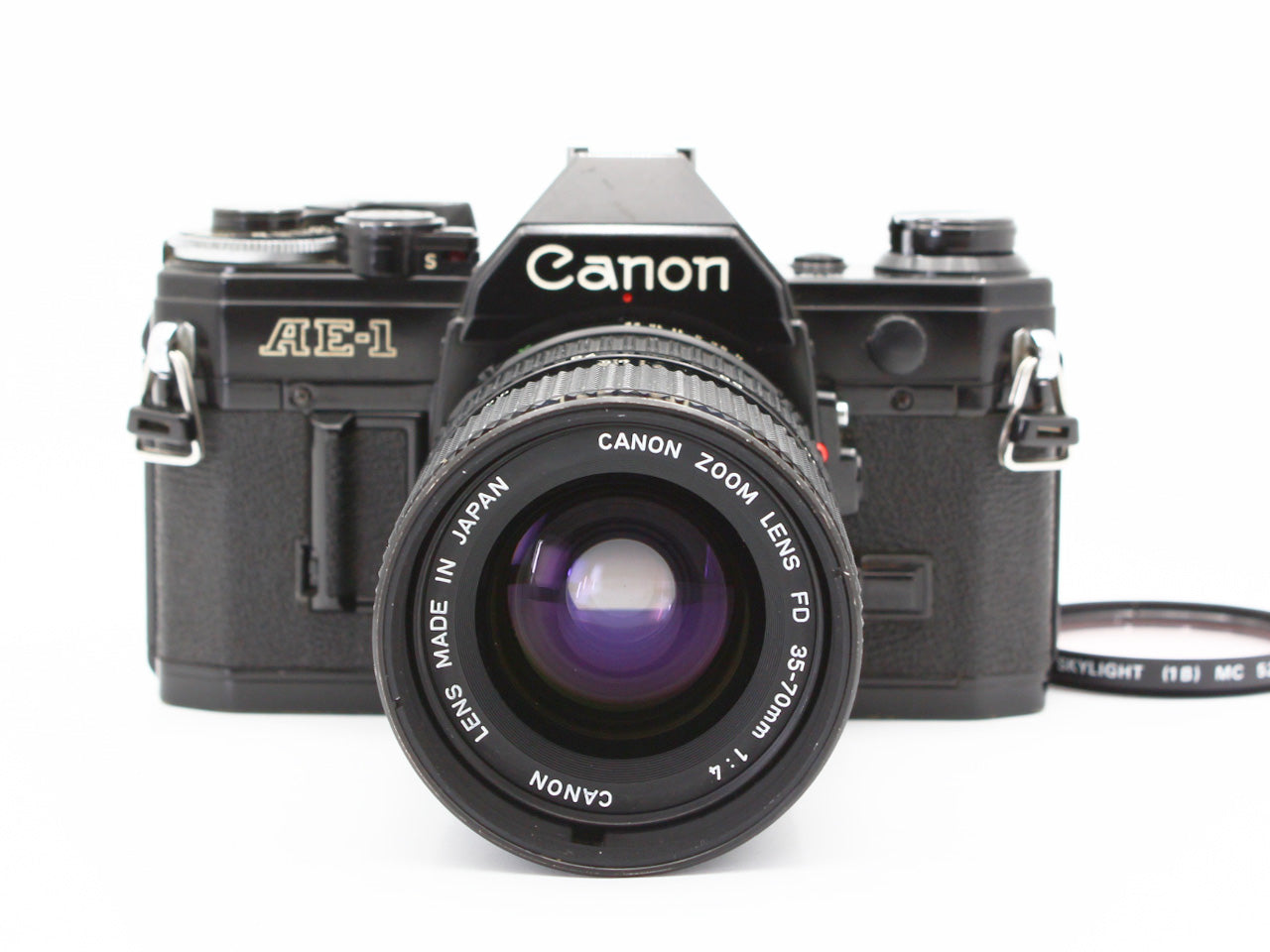 Canon AE-1 SLR Film Camera Black New FD 35-70mm f/4 Zoom Lens from JAPAN【Exc+3】