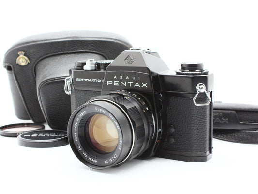 Asahi Pentax Spotmatic F Black SLR Super-Takumar 55mm f1.8 Lens【Very Good】