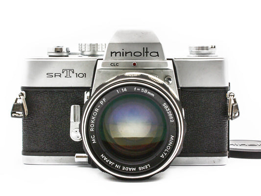 MINOLTA SRT101 SLR 35mm Film Camera MC ROKKOR-PF 58mm f/1.4 Lens JAPAN【VeryGood】